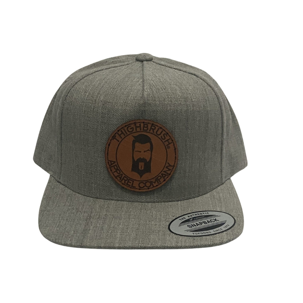 THIGHBRUSH® APPAREL COMPANY - Wool Blend Snapback Hat with Leather Patch - Heather Grey - Flat Bill