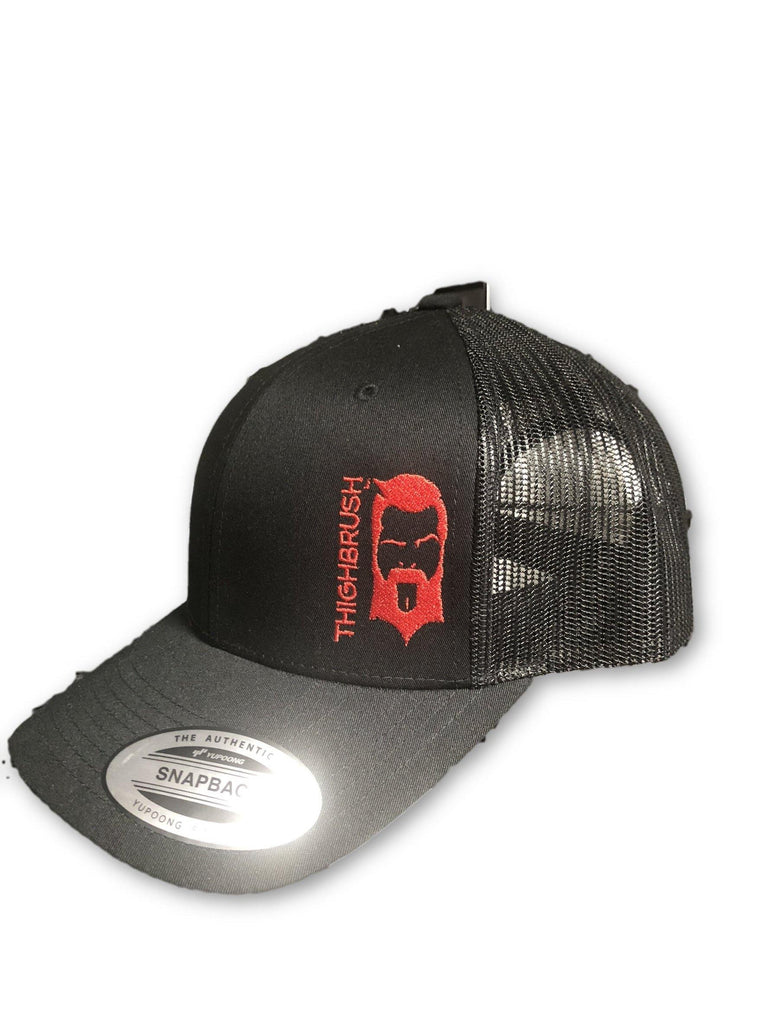 THIGHBRUSH® - Trucker Snapback Hat - Black and Red - thighbrush