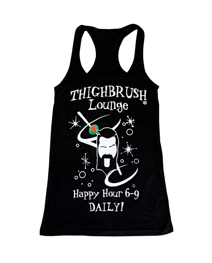 THIGHBRUSH® LOUNGE - Happy Hour 6-9 Daily - Women's Tank Top - Black