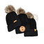 THIGHBRUSH® APPAREL COMPANY - Raccoon Fur Pom Cuffed Beanies - Black