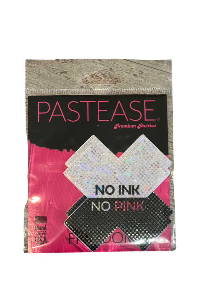 PASTEASE® Premium Pasties - THIGHBRUSH® "NO INK NO PINK" - Cross in Black and White Shimmer