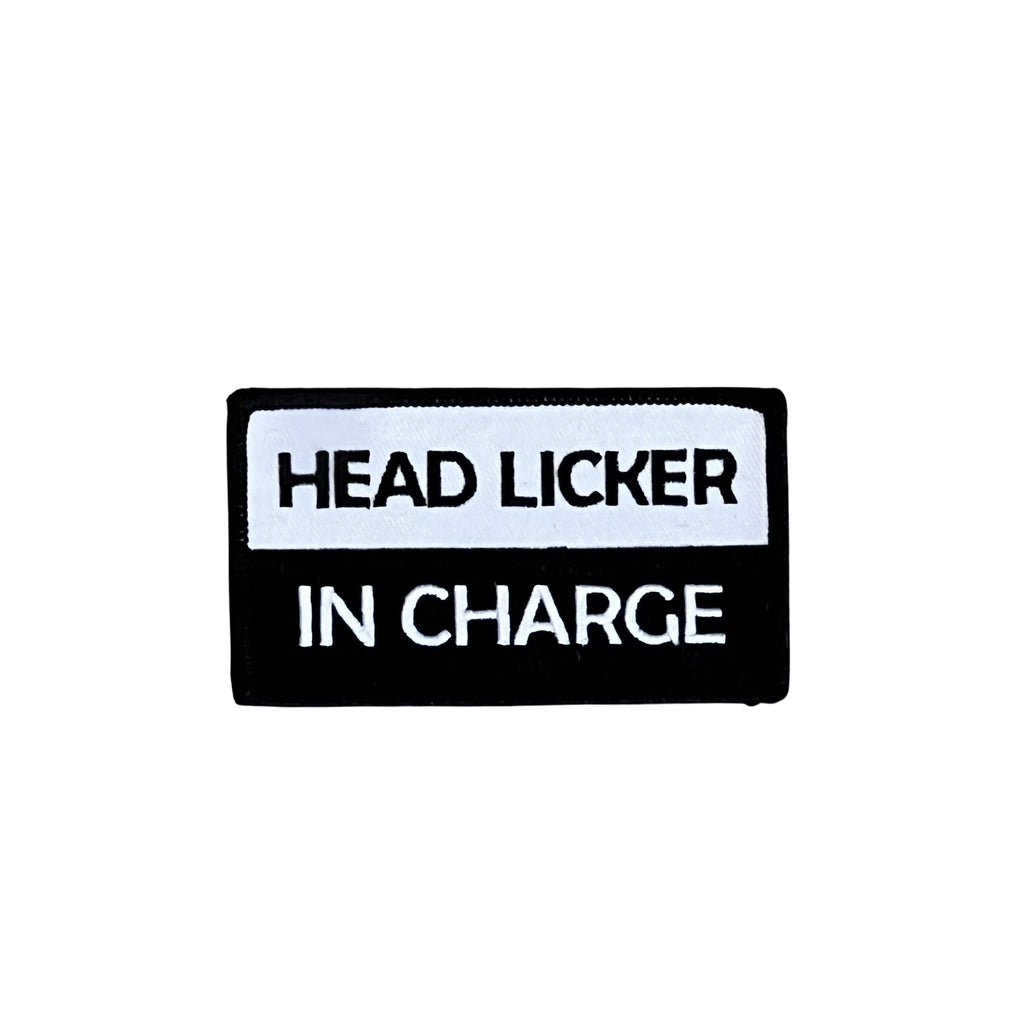 THIGHBRUSH® - “HEAD LICKER IN CHARGE” Rectangular Patch - Black and White