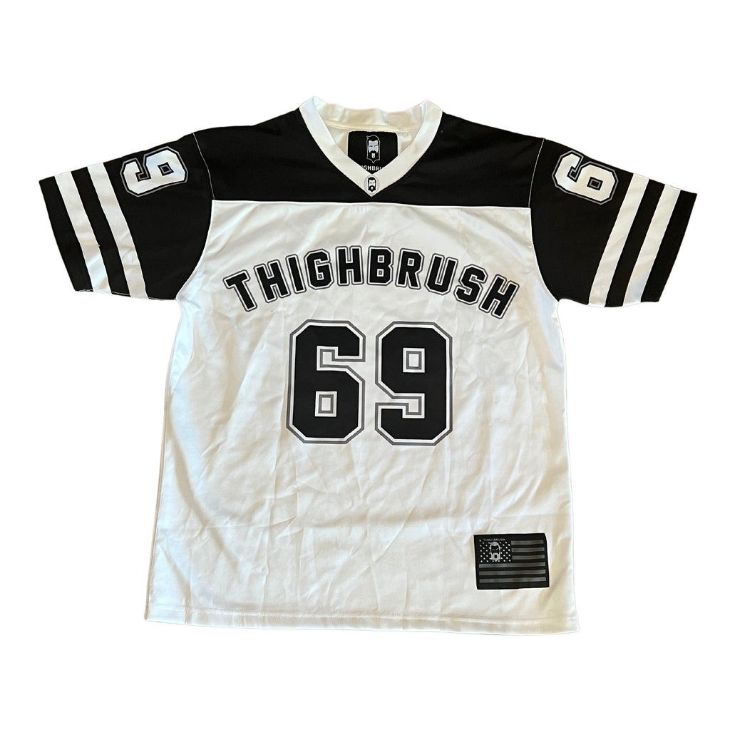 thighbrush 69 - away - men's sublimated football jersey - white