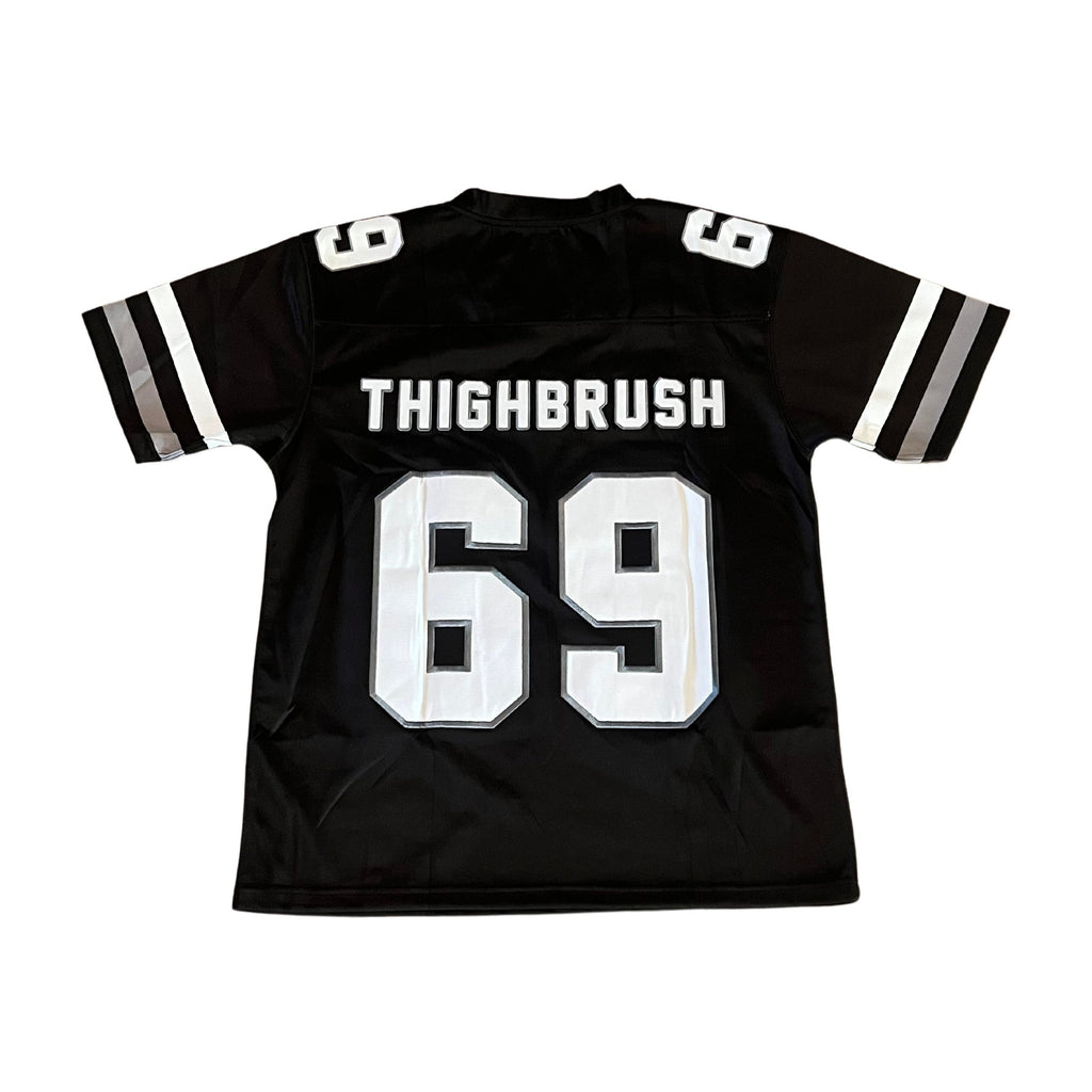 thighbrush 69 - home - men's embroidered football jersey - black