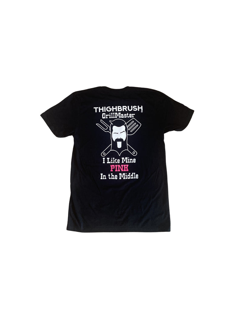 THIGHBRUSH® GRILLMASTER - I Like Mine PINK in the Middle - Men's T-Shirt - Black
