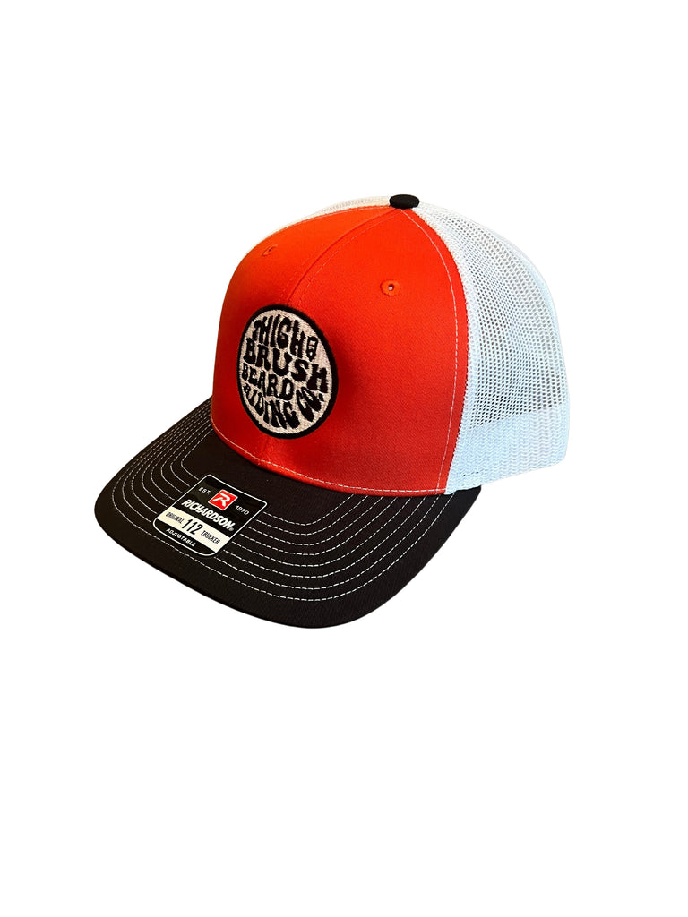 THIGHBRUSH® BEARD RIDING COMPANY - Trucker Snapback Hat - Orange/Black/White