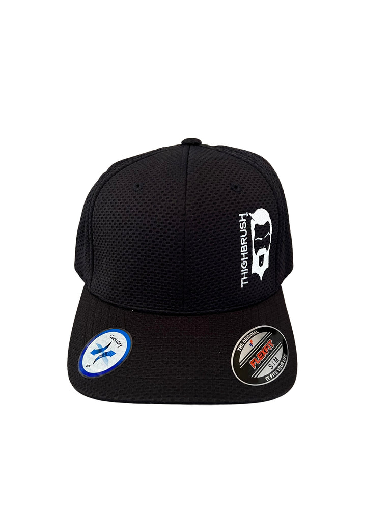 THIGHBRUSH® - Cool and Dry FlexFit Hat - Black with White