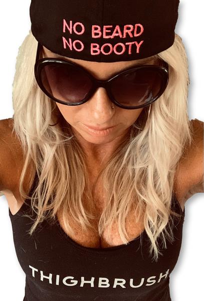 BRAND NEW DROP!!  THIGHBRUSH® "NO BEARD, NO BOOTY" Flex Fit Hat in Black and Pink!!