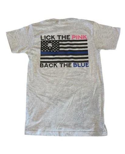 BRAND NEW DROP! THIGHBRUSH® TACTICAL "LICK THE PINK, BACK THE BLUE" Men's T-Shirt - THIGHBRUSH®