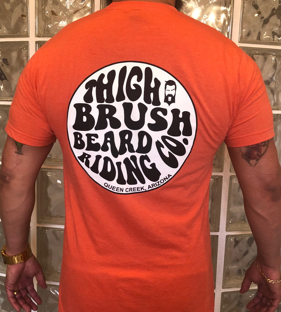 THIGHBRUSH "Beard Riding Company" Men's Logo T-Shirt - Tangerine