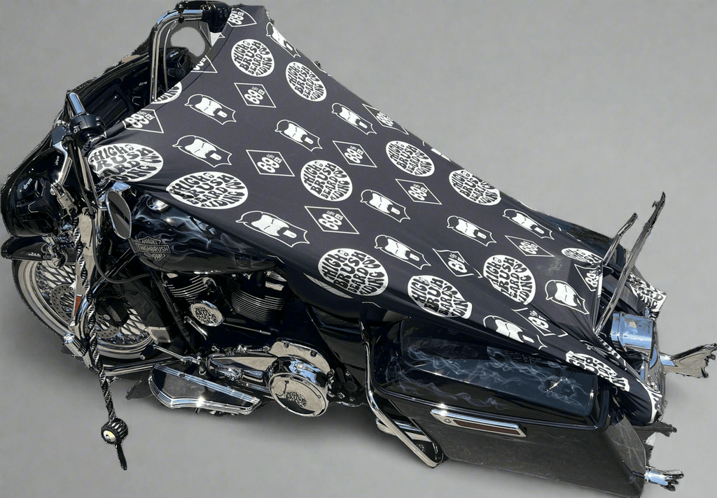 THIGHBRUSH® - LOGO BLAST - Water Repellant Motorcycle Cover and Sun Shade
