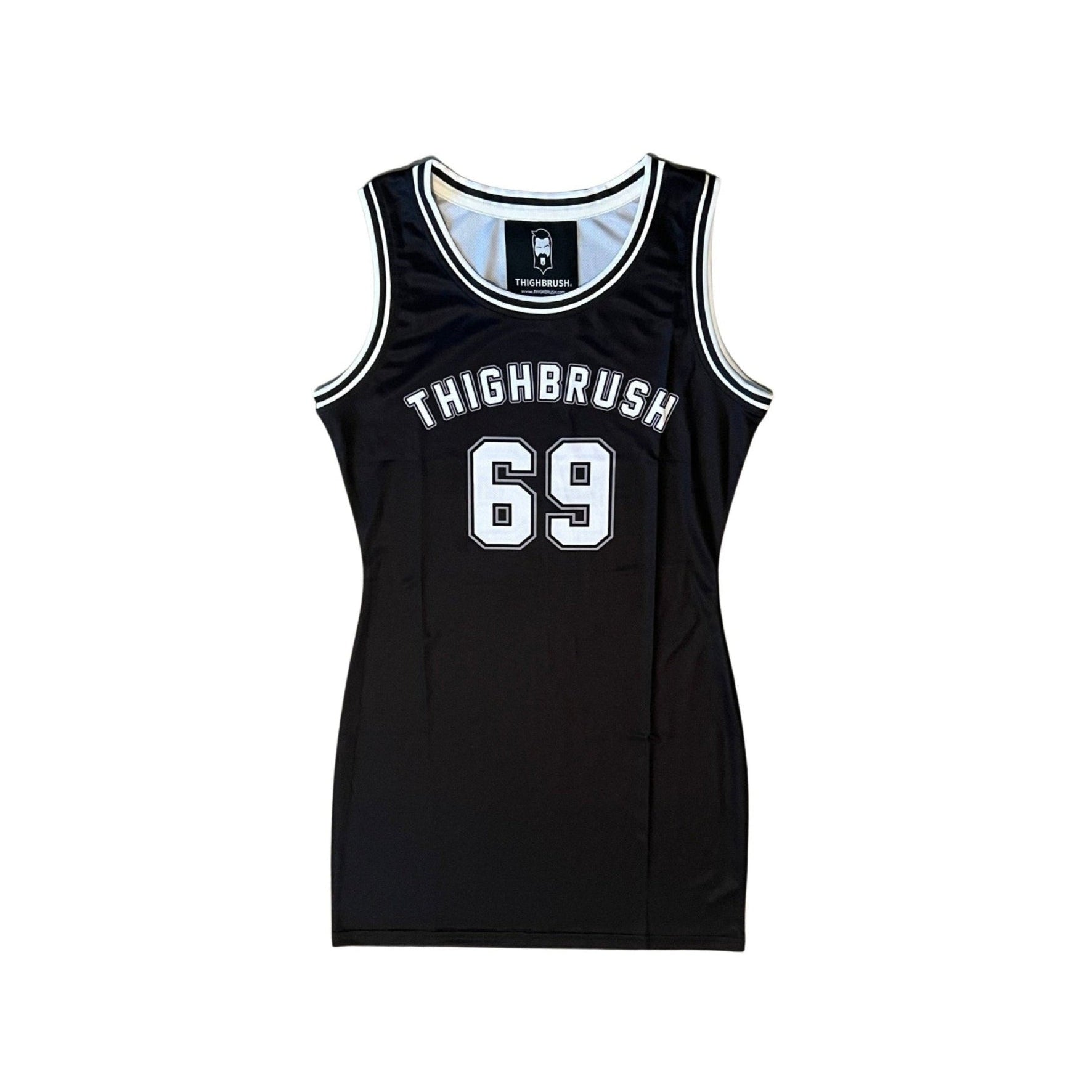THIGHBRUSH ATHLETICS - THIGHBRUSH 69 - WOMEN'S BASKETBALL Jersey Dress - Black Jersey Dress / Black / Small THIGHBRUSH ATHLETICS - THIGHBRUSH 69 - WOMEN'S BASKETBALL Jersey Dress - Black Jersey Dress / Black / Small