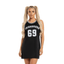 THIGHBRUSH® ATHLETICS - THIGHBRUSH 69 - WOMEN'S BASKETBALL JERSEY DRESS - BLACK