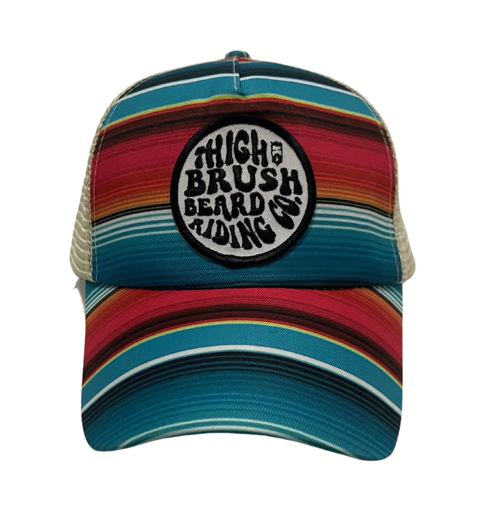 THIGHBRUSH® BEARD RIDING COMPANY - Criss-Cross Ponytail Trucker Snapback Hat - Multi Striped - 