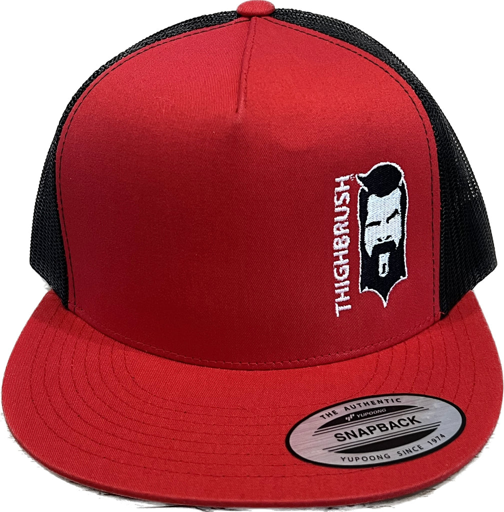 THIGHBRUSH® - Flat Bill Trucker Snapback Hat - Red and Black