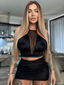 THIGHBRUSH® - Women's Sheer Mesh Front Crop Top in Black