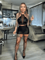 THIGHBRUSH® - Women's Sheer Mesh Front Crop Top in Black