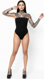 THIGHBRUSH® - Strapless High Cut Grommet Bodysuit - Black