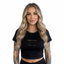 THIGHBRUSH® - Women's Ladder Cut Out Cropped T-Shirt - Black