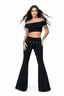 THIGHBRUSH® - Women's Grommet Fold Over Waist Yoga Pants - Black