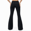THIGHBRUSH® - Women's Grommet Fold Over Waist Yoga Pants - Black
