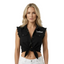 THIGHBRUSH® - OUTLAW - Women’s Frayed Sleeveless Button-Up Tie Front Shirt