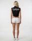 THIGHBRUSH® - OUTLAW - Women’s Frayed Sleeveless Button-Up Tie Front Shirt