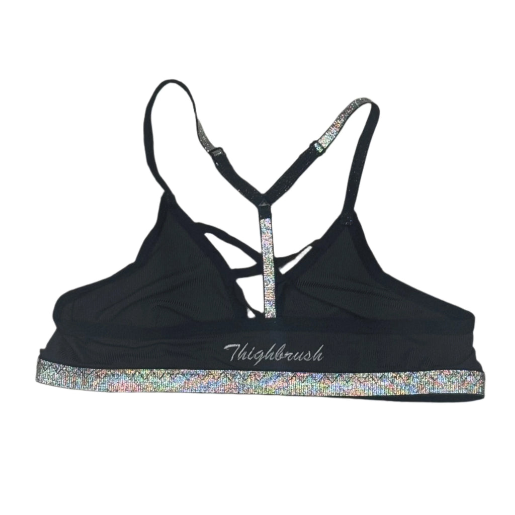 THIGHBRUSH® - Women's Criss Cross Front Bra - Black with Silver