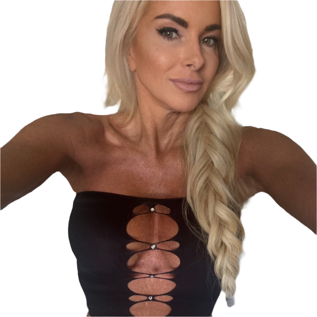 THIGHBRUSH® - Women's Cut Out Bling Bandeau Top - Black