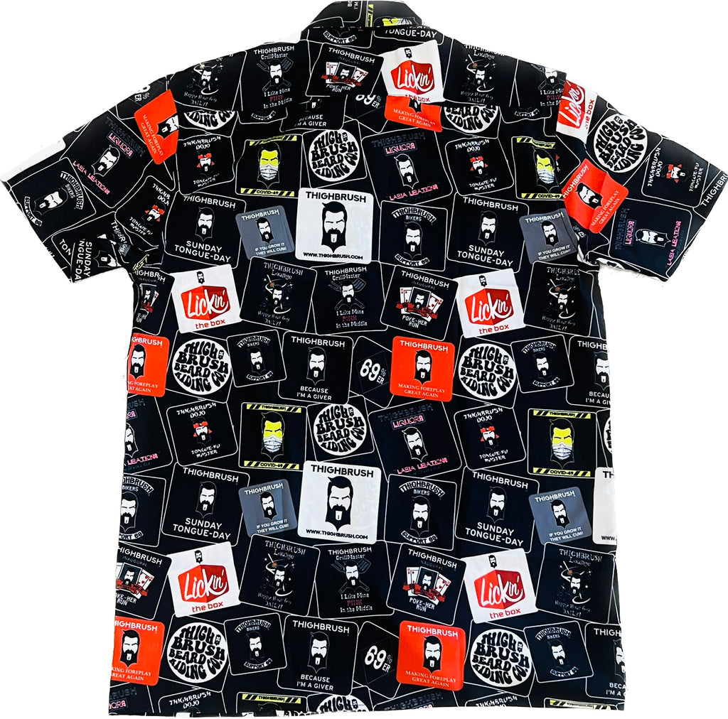 THIGHBRUSH® - STICKER BOMB - Men's Party Shirt - Black