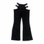THIGHBRUSH® - Cutout Waist Buckle Pants - Black