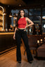 THIGHBRUSH® - Cutout Waist Buckle Pants - Black