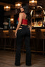 THIGHBRUSH® - Cutout Waist Buckle Pants - Black
