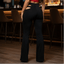 THIGHBRUSH® - Cutout Waist Buckle Pants - Black