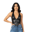 THIGHBRUSH® - Women's PU Zipper Halter Top - Black