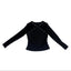 THIGHBRUSH® - X-Front Grommet Top with Sheer Long Sleeves - Black