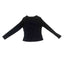THIGHBRUSH® - X-Front Grommet Top with Sheer Long Sleeves - Black