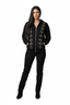 THIGHBRUSH® Women's Grommet Zipper Hooded Sweatshirt - Black