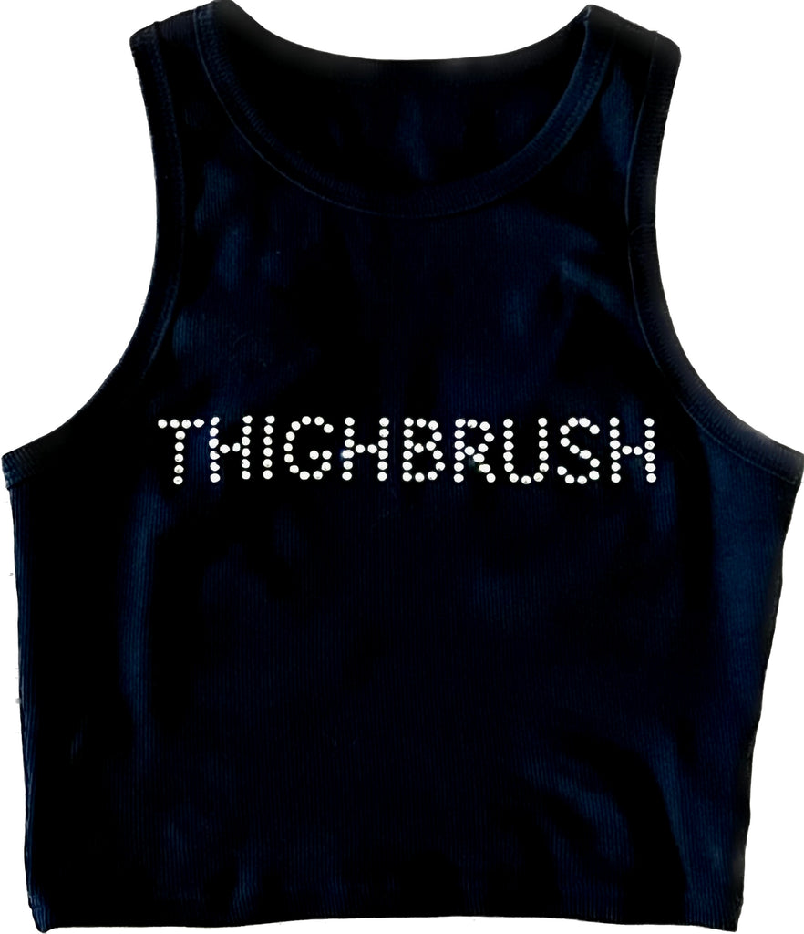 THIGHBRUSH® - Women's Bling Cropped Tank Top - Black - 