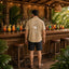 THIGHBRUSH® LOUNGE "Happy Hour 6-9 Daily" Men's Resort Shirt - Khaki