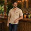 THIGHBRUSH® LOUNGE "Happy Hour 6-9 Daily" Men's Resort Shirt - Khaki