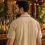 THIGHBRUSH® LOUNGE "Happy Hour 6-9 Daily" Men's Resort Shirt - Khaki