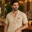 THIGHBRUSH® LOUNGE "Happy Hour 6-9 Daily" Men's Resort Shirt - Khaki