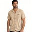 THIGHBRUSH® LOUNGE "Happy Hour 6-9 Daily" Men's Resort Shirt - Khaki
