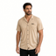 THIGHBRUSH® LOUNGE "Happy Hour 6-9 Daily" Men's Resort Shirt - Khaki