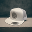 THIGHBRUSH® BEARD RIDING COMPANY - Flat Bill Trucker Snapback Hat - White with Silver