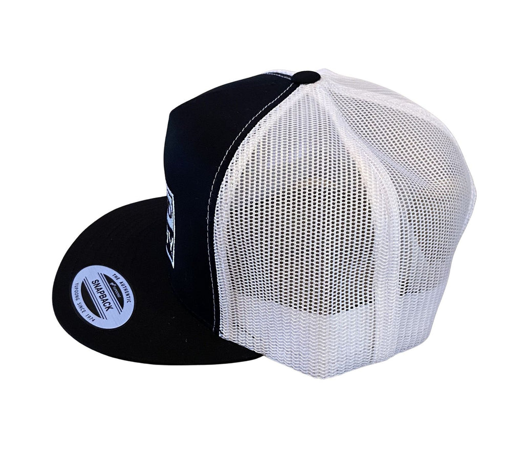 NO BEARD NO BOOTY® COLLECTION by THIGHBRUSH® - Trucker Snapback Hat - Black and White - Flat Bill