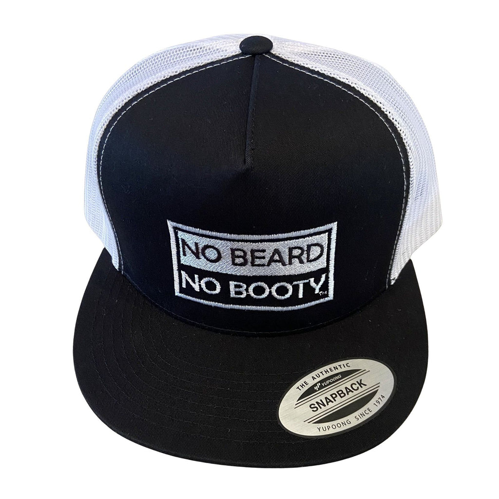 NO BEARD NO BOOTY® COLLECTION by THIGHBRUSH® - Trucker Snapback Hat - Black and White - Flat Bill