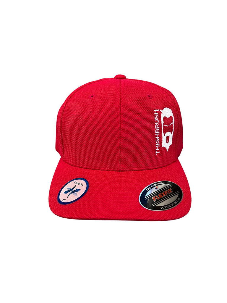THIGHBRUSH® - Cool and Dry FlexFit Hat - Red with White - THIGHBRUSH® - THIGHBRUSH® 