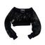 THIGHBRUSH® - Fishnet Cropped Zipper Jacket - Black